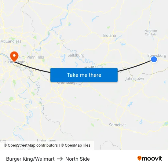 Burger King/Walmart to North Side map