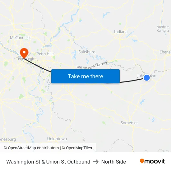 Washington St & Union St Outbound to North Side map