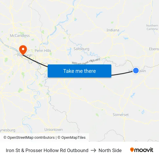 Iron St & Prosser Hollow Rd Outbound to North Side map