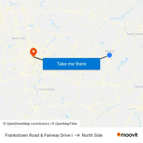 Frankstown Road & Fairway Drive I to North Side map
