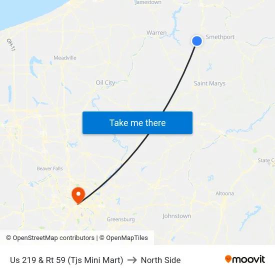 Us 219 & Rt 59 (Tjs Mini Mart) to North Side map