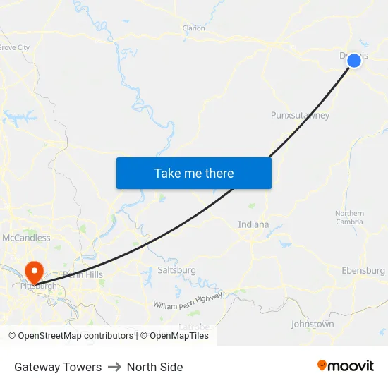 Gateway Towers to North Side map