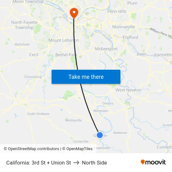California: 3rd St + Union St to North Side map