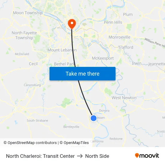 North Charleroi: Transit Center to North Side map