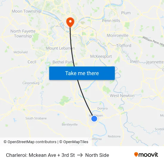 Charleroi: Mckean Ave + 3rd St to North Side map