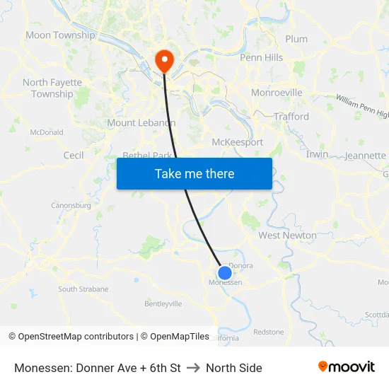 Monessen: Donner Ave + 6th St to North Side map