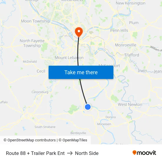 Route 88 + Trailer Park Ent to North Side map