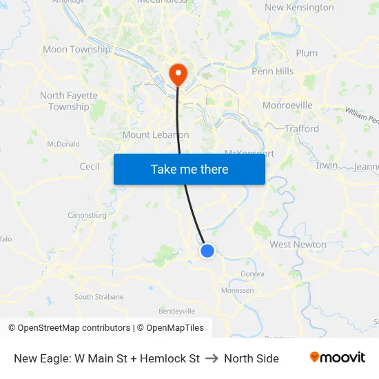 New Eagle: W Main St + Hemlock St to North Side map