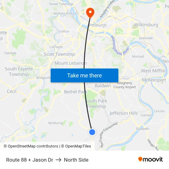 Route 88 + Jason Dr to North Side map