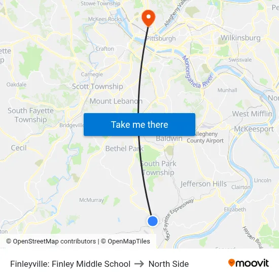 Finleyville: Finley Middle School to North Side map