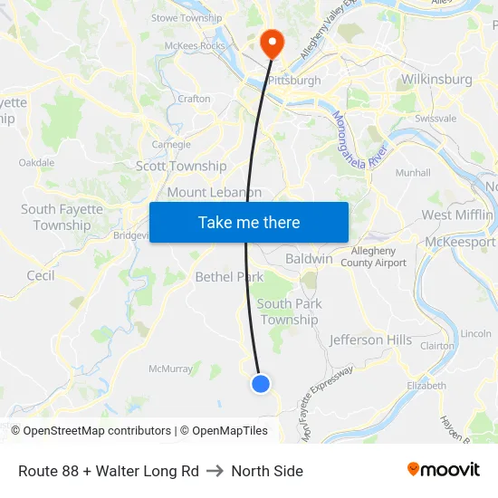 Route 88 + Walter Long Rd to North Side map