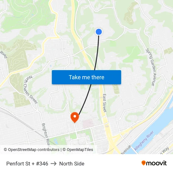 Penfort St + #346 to North Side map