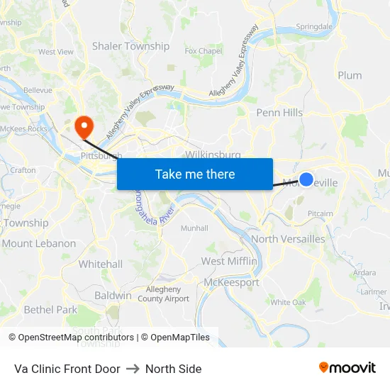 Va Clinic Front Door to North Side map