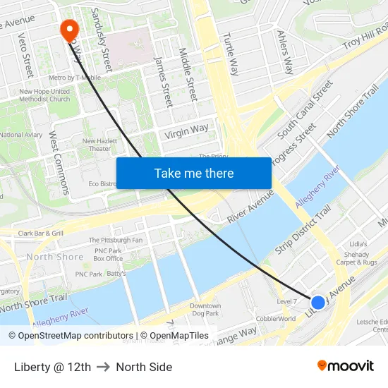 Liberty @ 12th to North Side map