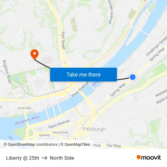 Liberty @ 25th to North Side map