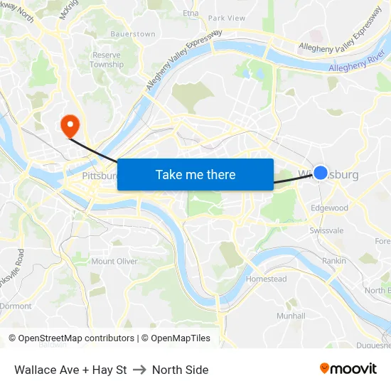 Wallace Ave + Hay St to North Side map