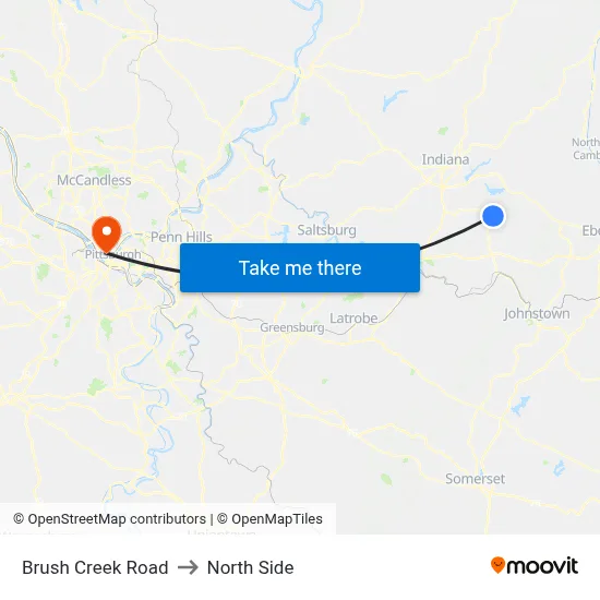 Brush Creek Road to North Side map