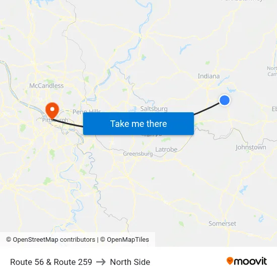 Route 56 & Route 259 to North Side map
