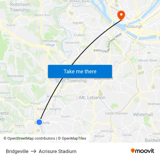 Bridgeville to Acrisure Stadium map