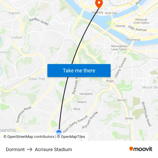 Dormont to Acrisure Stadium map