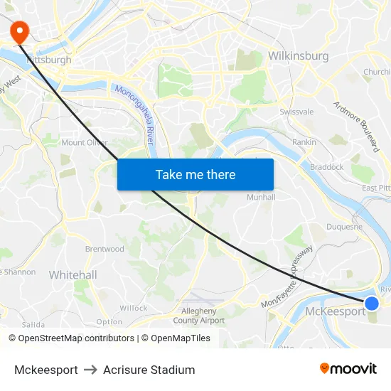 Mckeesport to Acrisure Stadium map