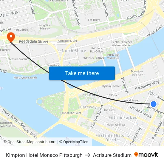 Kimpton Hotel Monaco Pittsburgh to Acrisure Stadium map
