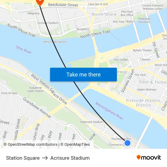 Station Square to Acrisure Stadium map