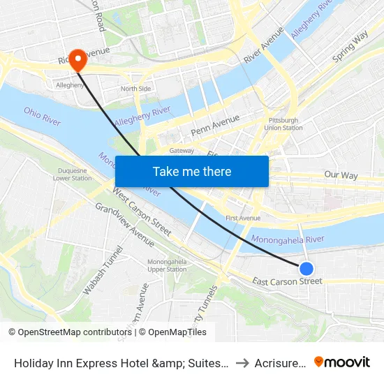 Holiday Inn Express Hotel &amp; Suites Pittsburgh-South Side by IHG to Acrisure Stadium map