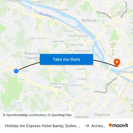 Holiday Inn Express Hotel &amp; Suites Pittsburgh Airport by IHG, Robinson Township to Acrisure Stadium map