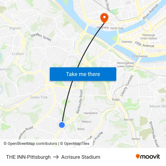 THE INN-Pittsburgh to Acrisure Stadium map