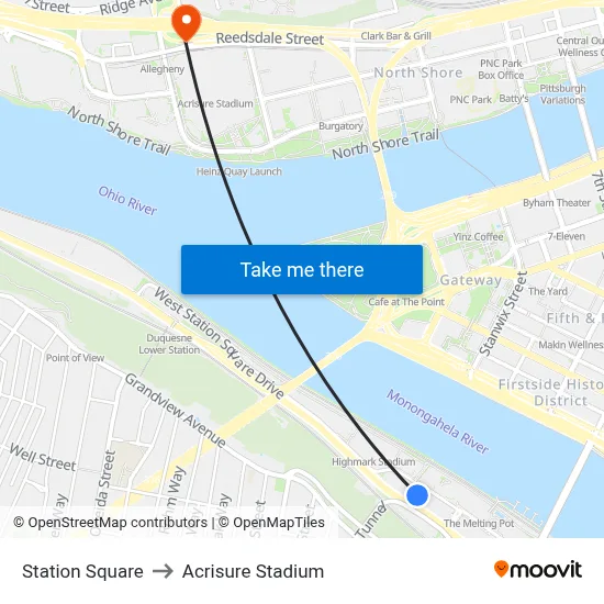 Station Square to Acrisure Stadium map