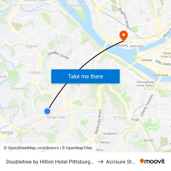 Doubletree by Hilton Hotel Pittsburgh-Green Tree to Acrisure Stadium map