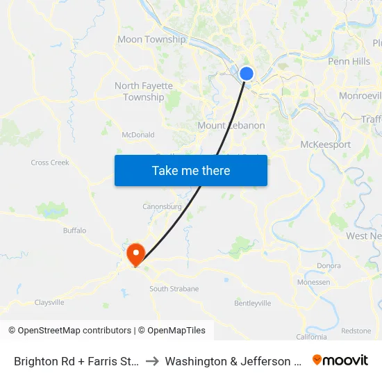 Brighton Rd + Farris St Steps to Washington & Jefferson College map