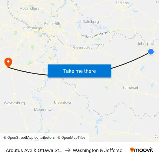 Arbutus Ave & Ottawa St Inbound to Washington & Jefferson College map