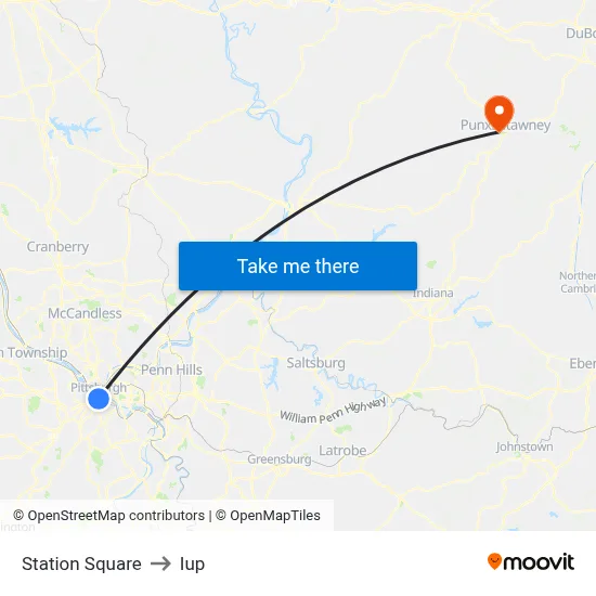 Station Square to Iup map