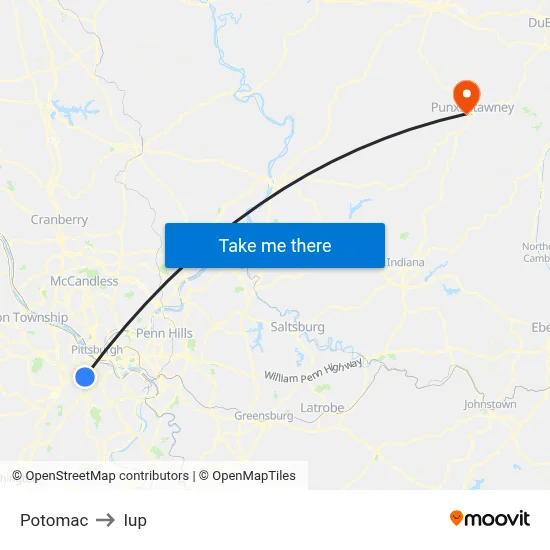 Potomac to Iup map