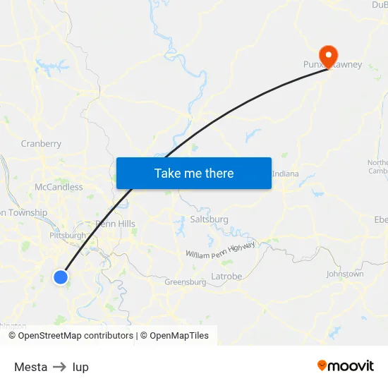 Mesta to Iup map
