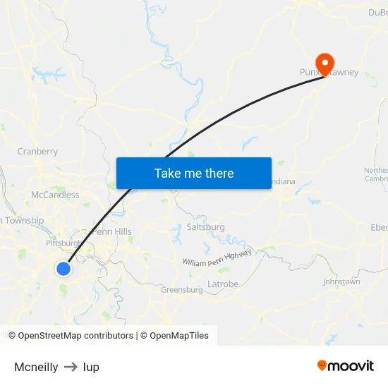 Mcneilly to Iup map