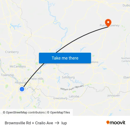 Brownsville Rd + Crailo Ave to Iup map