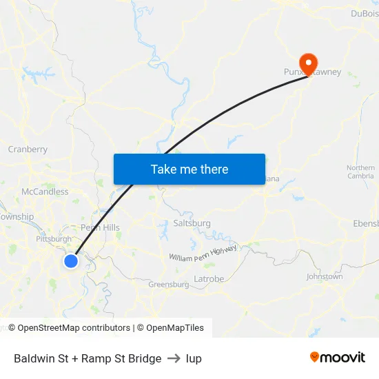 Baldwin St + Ramp St Bridge to Iup map