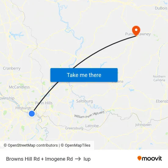 Browns Hill Rd + Imogene Rd to Iup map