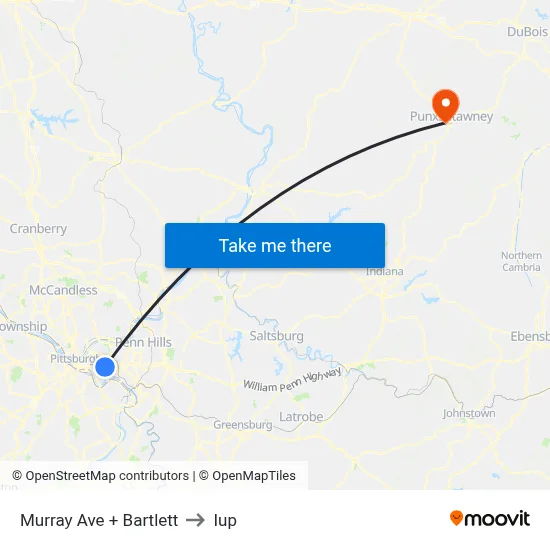 Murray Ave + Bartlett to Iup map