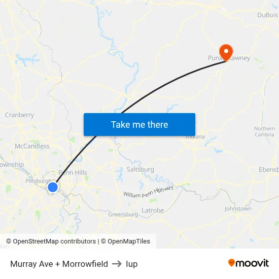 Murray Ave + Morrowfield to Iup map