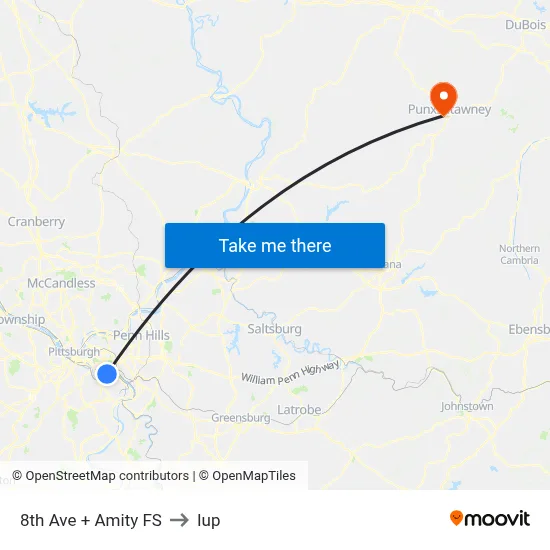 8th Ave + Amity FS to Iup map