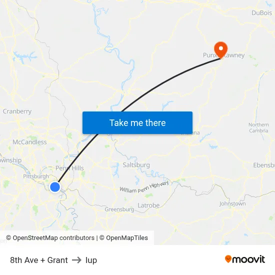 8th Ave + Grant to Iup map