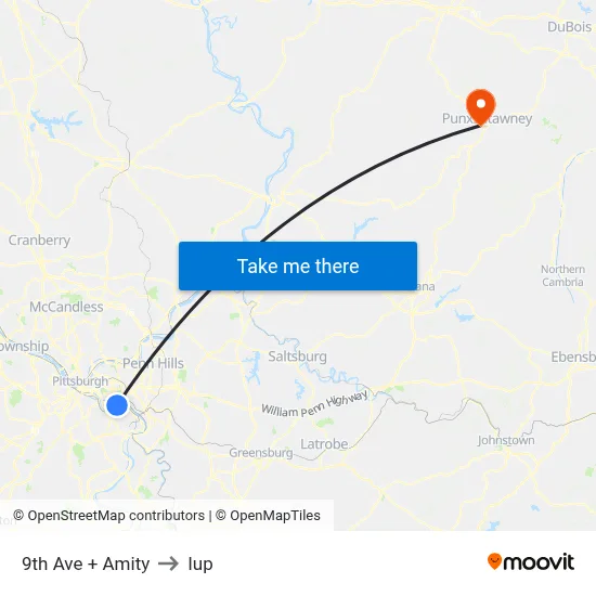 9th Ave + Amity to Iup map