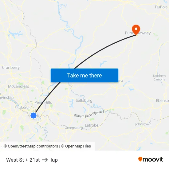 West St + 21st to Iup map