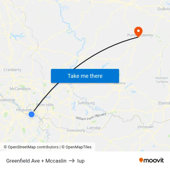 Greenfield Ave + Mccaslin to Iup map