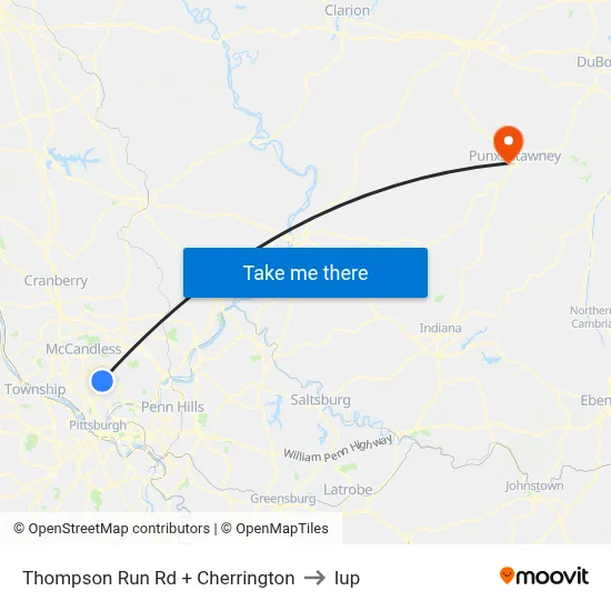 Thompson Run Rd + Cherrington to Iup map