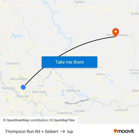 Thompson Run Rd + Seibert to Iup map